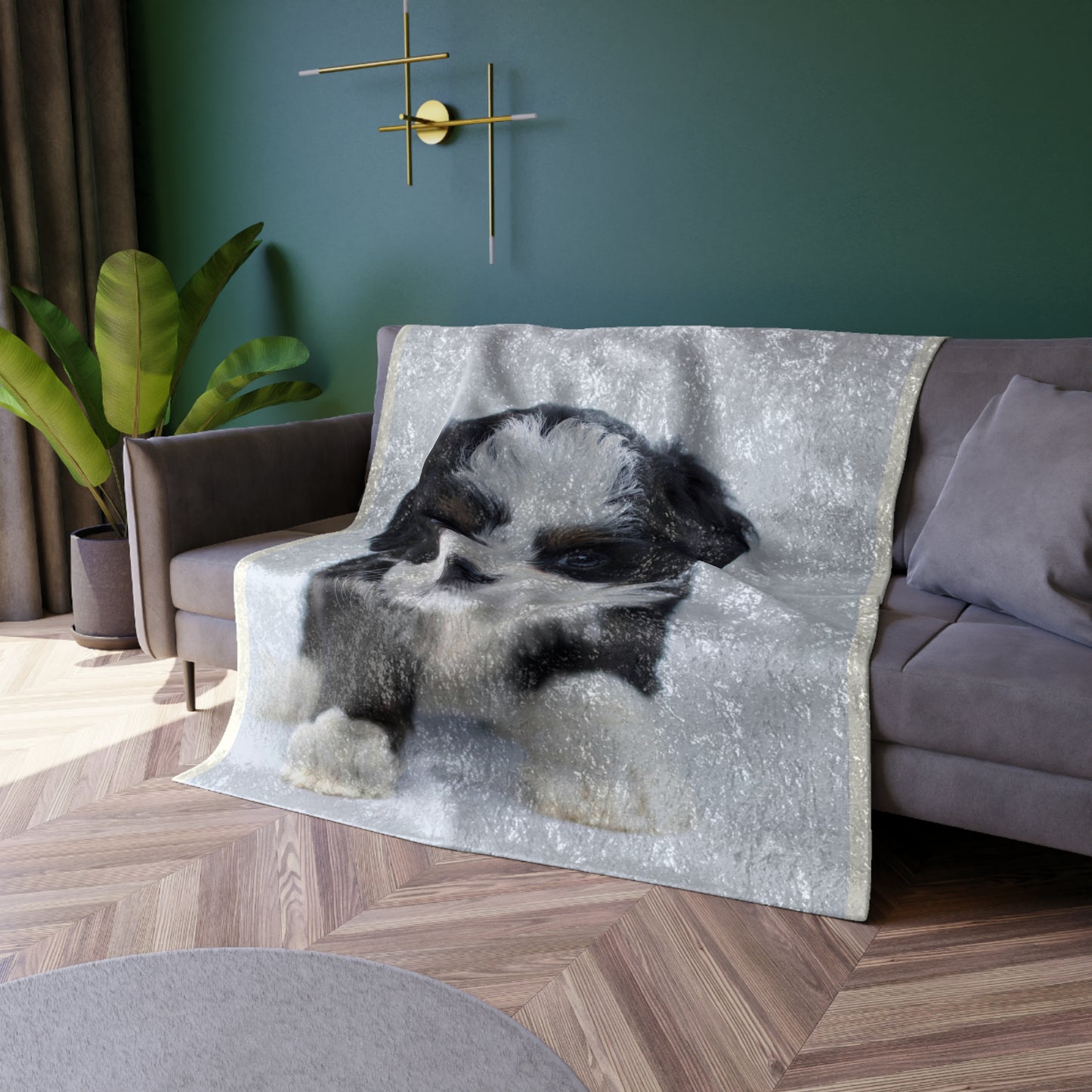 Custom Pet Image Crushed Velvet Blanket